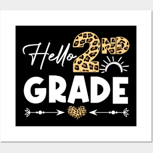 Hello 2nd Grade Leopard Print Second Grade Teacher Kids Gift Posters and Art